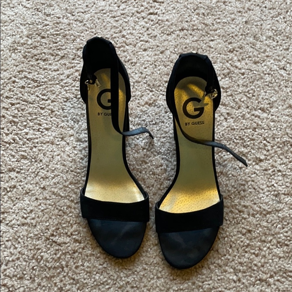 Black Open Toe Strap Heels